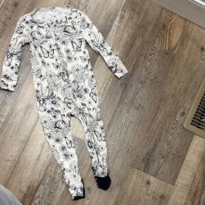 Posh Peanut Black and White Floral Butterfly Jumpsuit